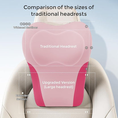 BABUR Car Neck Pillow for Driving Seat, Memory Foam Car Headrest Pillow, Ergonomic Neck Support, Breathable Removable Cover, Adjustable Strap, Pain Relief for Long Drives, Universal Fit | Pink