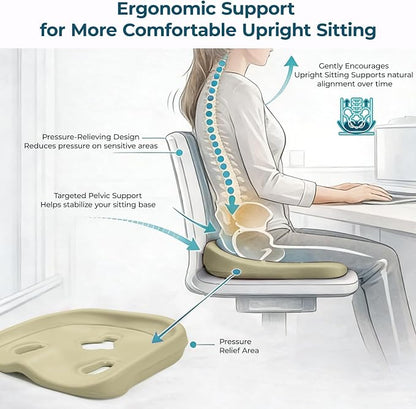 Ergonomic Posture Corrector Seat Support Cradle, High-Density EVA Pelvic Alignment Shaper for Office & Study Chairs, Non-Slip Tailbone Relief Spinal Pad, Durable Firm Design for Teens & Petite Adults