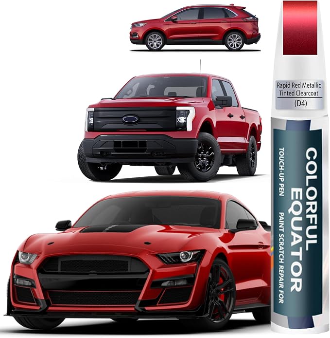 D4 Rapid Red Metallic Tinted Clearcoat Touch Up Paint for Ford, Car Paint Pen Scratch Repair Two-In-One Touch Up Paint, Premium Car Scratch Remover for Deep Scratches