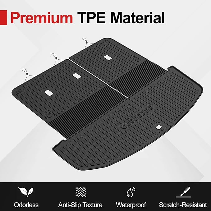Floor Mats for 2026 Hyundai Palisade 7/8 Seat (Only Hybrid), All Weather TPE Cargo Mat with 3rd Backrest Mat for 2026 Hyundai Palisade Hybrid Calligraphy Accessories
