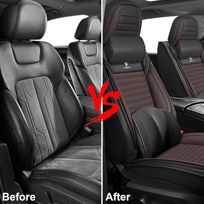 Seat Covers Fit for Nissan Rogue 2015-2026, Breathable and Comfortable Leather Car Seat Cover, Deluxe Waterproof Cushion Cover Auto Interior Accessories,Standard (Black Brown)