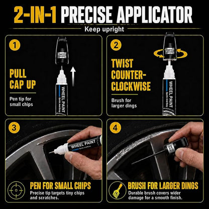 Gloss Black Rim Touch Up Paint - Wheel Scratch Repair Kit for Curb Rash & Scratches, Quick and Easy Rim Paint for Wheel Repair, Universal Gloss Black