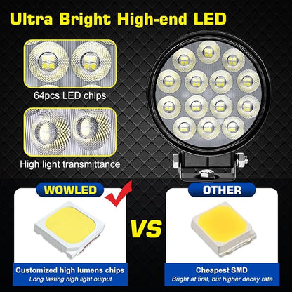 Off-Road LED Work Light 12V, 2 X 4.5 64W Round High-Intensity LED Spot Lights for Trucks, 4x4, ATV, UTV, Off-Road Vehicles, Waterproof, Durable Driving Lights for Outdoor Adventures 12V 24V