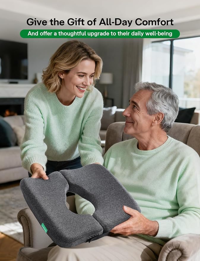 Medisana Memory Foam Bed Sore Cushions for Butt, Ergonomic Bedsore Pressure Relief Pillow with Foldable Design, T Shaped Opening Seat Cushion for Sciatica & Tailbone & Coccyx & Hemorrhoid Pain Relief