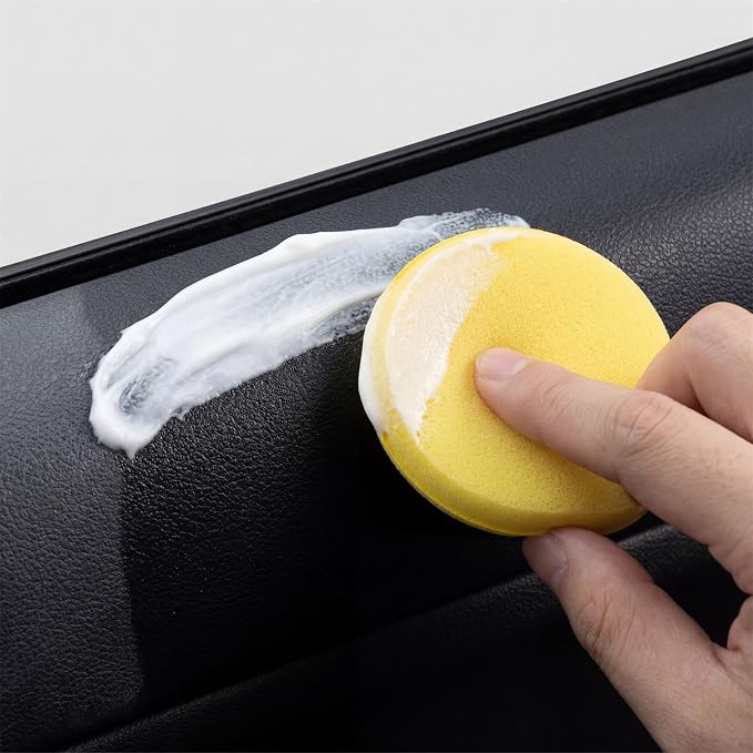 Car Trim Restorer - 50g Repair Agent, Long Lasting Black Shine Coating with Sponge Applicator | Auto Detailing Solution for Interior Exterior Tire Headlight Engine Wheel Dash