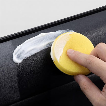 Car Trim Restorer - 50g Repair Agent, Long Lasting Black Shine Coating with Sponge Applicator | Auto Detailing Solution for Interior Exterior Tire Headlight Engine Wheel Dash