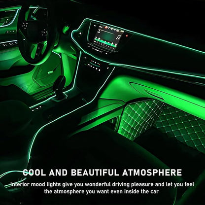 Ohleats Car LED Strip Light, 24 LED RGB Auto Interior Atmosphere Lights, Cigarette Lighter Under Dash Ambient Night Light, Interior Decorative Lamp Lighting Kit Car Accessories (Green)