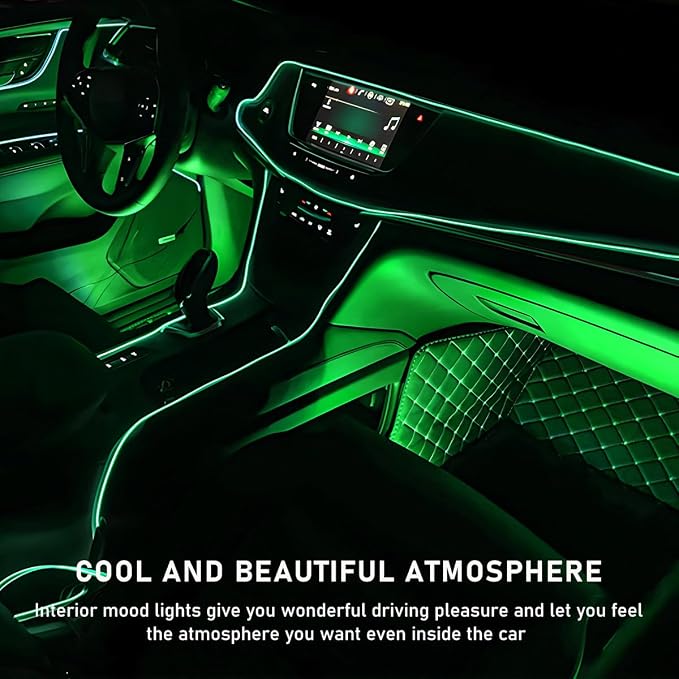Ohleats Car LED Strip Light, 24 LED RGB Auto Interior Atmosphere Lights, USB Vehicle Under Dash Ambient Night Light Strip, Interior Decorative Lamp Lighting Kit Car Accessories (Green)