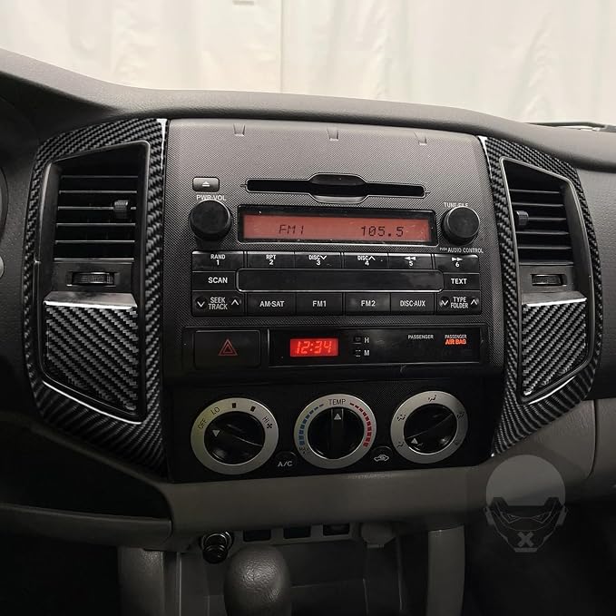 NVCNX Real Premium Carbon Fiber for Toyota 2nd Gen Tacoma Accessories 2005-2011 2006 2007 2008 2009 2010 Car Dash Center Air Vent Panel Cover Interior Trim Thick Overlay Sticker Decal 4PCs - Style B