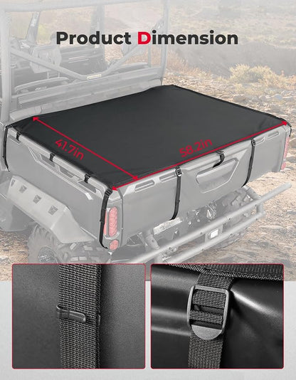 KEMIMOTO Tonneau Covers Compatible with Can-Am Defender HD 5/7/ 8/9/ 10 DPS XT XMR Max 2016-2024 Cargo Bed Cover Net Bed Rail Cargo Protection with Straps