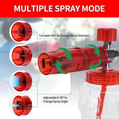BEAR FORCE Pressure Washer Spray Gun Power Washer Short Gun with M22-ID14mm & Foam Cannon Foam Gun with 5 Nozzles Tips #035 & 3/8'' Quick Connector Swivel, Additional Orifice Nozzle 1.10mm Car Washing