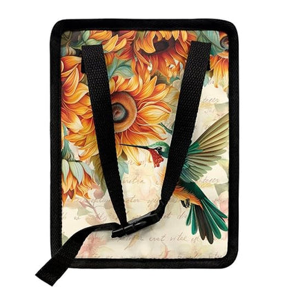 BIGCARJOB Universal Car Trash Bag for Back Seat, Hummingbird Sunflower Print Hanging Trash Can With Lid, Multi-Use Storage Organizer, Interior Accessories