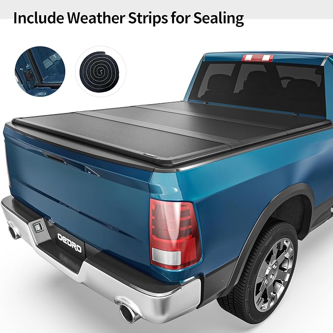 OEDRO FRP Hard Tri-fold Tonneau Cover Fold Truck Bed Covers Compatible with 2016-2023 Toyota Tacoma (Excl. Trail Edition), 5ft Bed with Tacoma Bed Rail