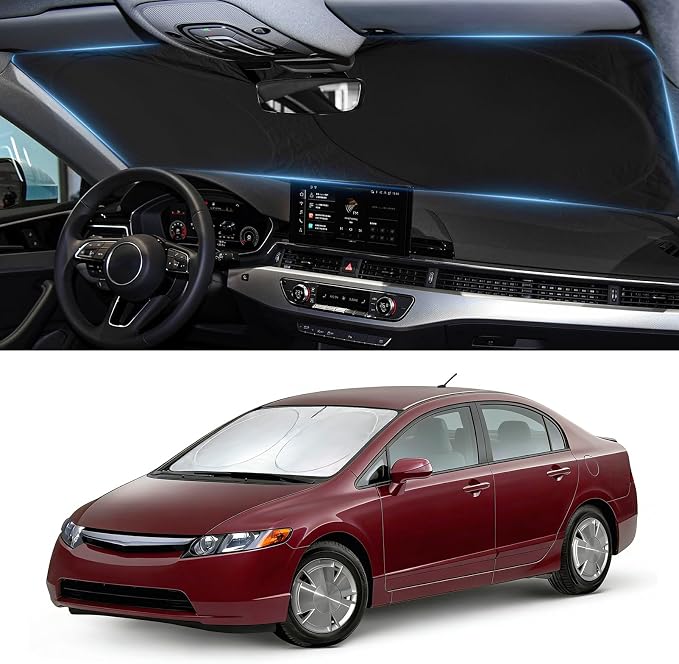 Sun Shade for Honda Civic 2006-2011 Windshield Sunshade fit Civic Accessories Front Window Cover Shield Car Sun Visor Screen Protector Block UV Ray Heat