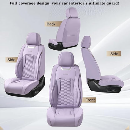 Coverado Seat Covers Front Seats, Luxury Leather Purple Car Seat Cover, Waterproof Automotive Car Seat Covers Protector Interior Accessories Universal Fit Most Sedans, SUVs, Pick-up Trucks