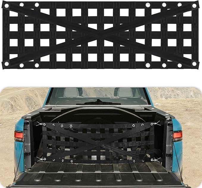 Tailgate Net with Adjustable Buckle Straps, 54"x17.7" Tailgate Cargo Net for Truck Bed, Perfect for Jeep, Pickup, Truck, Chevrolet, Ford (Black)