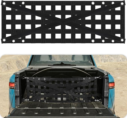 Tailgate Net with Adjustable Buckle Straps, 54"x17.7" Tailgate Cargo Net for Truck Bed, Perfect for Jeep, Pickup, Truck, Chevrolet, Ford (Black)