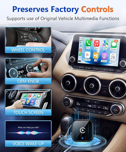 Wireless CarPlay Adapter for iPhone & Android, 2 in 1 CarPlay Wireless Adapter & Android Auto Wireless Adapter, USB C Wireless CarPlay Adapter, Plug & Play for Factory Wired CarPlay Cars
