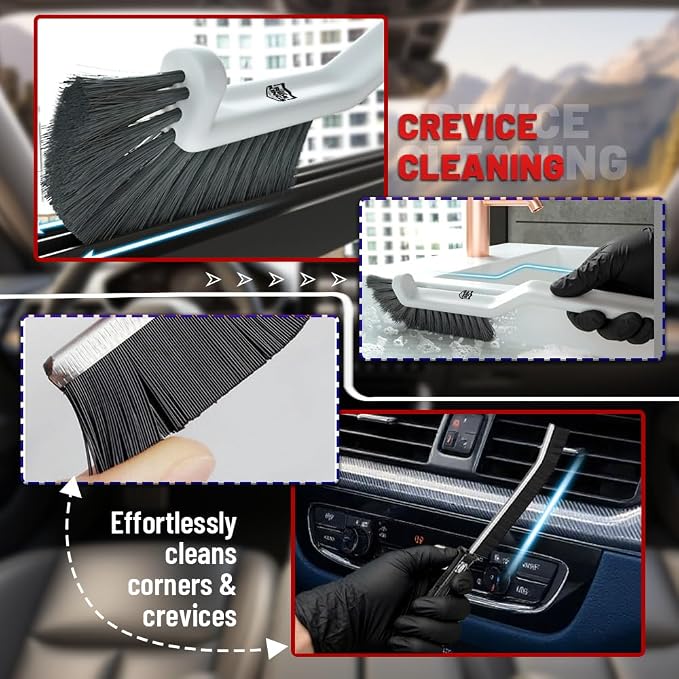 65" Flow-Thru Car Wash Brush with Pole, Grey, 4-Head Kit | Grey soft bristle brush with 3 extra detail brushes (tire scrubber & 2 stiff). 4-head heavy duty truck wash kit with bag.
