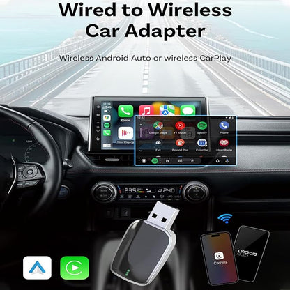 Wireless Carplay Adapter for Hyundai Ioniq 5 2022 2023 2024, 2 in 1 Android Auto/Carplay Wireless Adapter Auto Reconnect Accessories