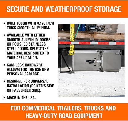 Buyers Products 1763127 Smooth Aluminum Underbody Truck Tool Box With Cam Lock Stainless Steel Double Barn Door, 60 x 24 x 18 Inch, Made In The USA