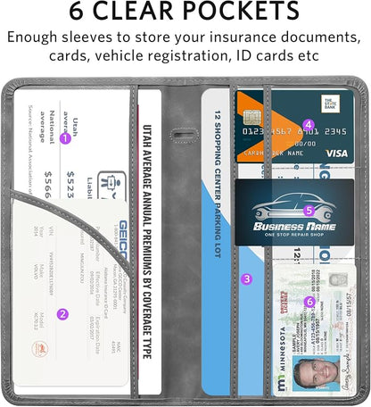 CoBak Car Registration and Insurance Holder - Vehicle Glove Box Car Organizer,Auto Truck Comparment Accessories Case with Magnetic Closure for Driver License,Cards