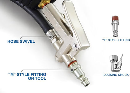 Astro Pneumatic Tool 3083 2.5" Dial Tire Inflator with Locking & Dual Chucks