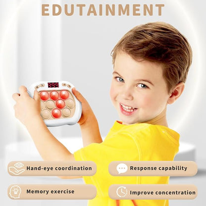 Intoypad Pop Game Light Up Fidget Toy for Kids, 6 Modes LED Screen Quick Push Game Controller Electric Fidget Popper Car Games Quick Push Bubble Games Birthday Toys for Kids White