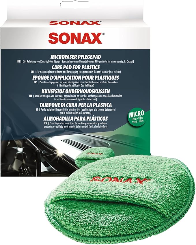 SONAX Care Pad for Plastics | Interior Trim & Dashboard Applicator | Non-Abrasive | Easy Grip | Safe for All Vehicle Plastics