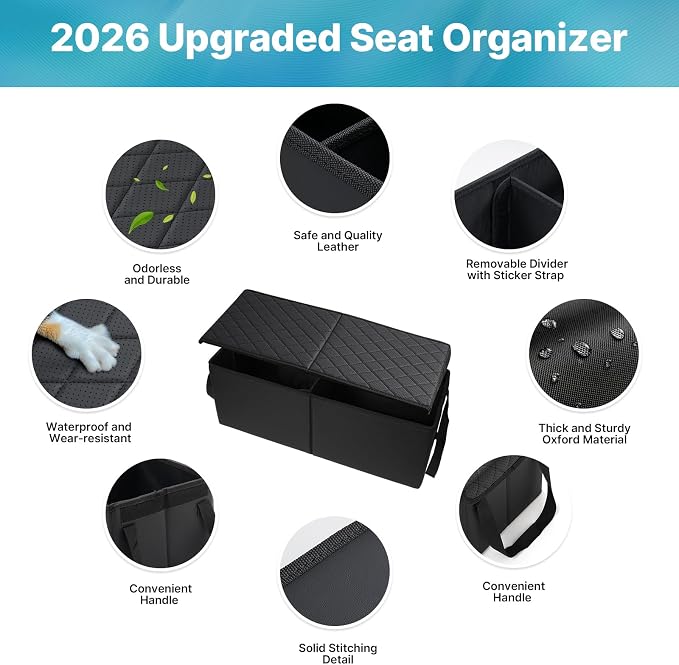 Mixsuper Liner Car Seat Organizer for Subaru Ascent 2019-2026, Console Organizer Backseat Box for Subaru Ascent, Dog Toy Foldable Storage Bin Collapsible Box Kids Toys Baby Supplies Travel Accessories