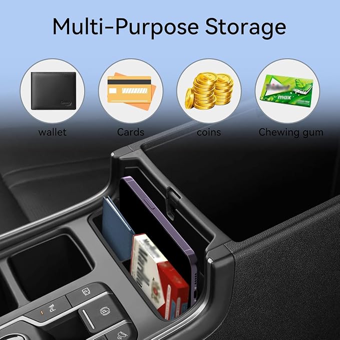 smabee Center Console Organizer Compatible with Kia Sorento 2021-2025 2026 Storage Box Accessories TPE Storage Tray Insert Interior Black