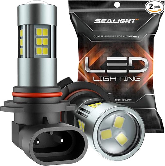 SEALIGHT 9006 Fog Lights LED Bulb, 9006 Hb4 LED Fog Light Bulbs 1:1 Size 9006 Bulb Plug And Play, 6000k Xenon White Light Pattern, Pack of 2