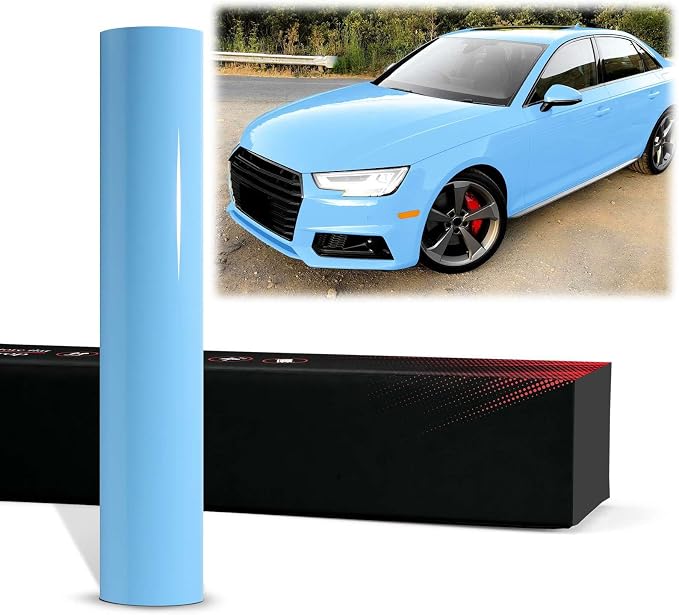 2pcs 4"x8" (10cmx20cm) Sample PPF Paint Protection Film Gloss Light Blue Self Healing Auto Bra Vinyl Wrap Invisible Scratches Shield Sheet DIY