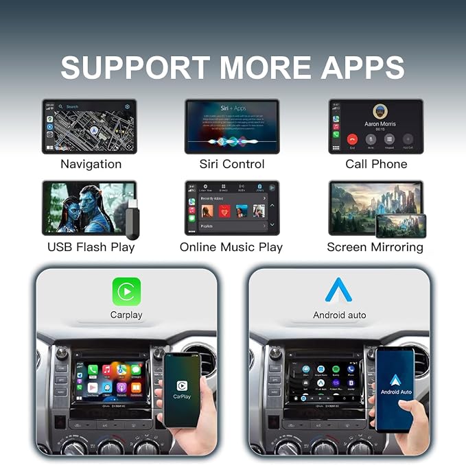 Toyota Wireless CarPlay/Android Auto Dongle | Plug & Play for 2014-2019 Sienna, Prius, Tacoma, Tundra, Highlander, RAV4, 4Runner with Entune 2.0 | Works with OEM Camera & Controls