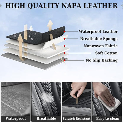 Coverado Car Seat Covers, Back Car Seat Cover, 3-Pieces Leather Seat Cover, Luxury Car Seat Cushion, Luxury Seat Cover Seat Protector Universal Most Cars Trucks SUV