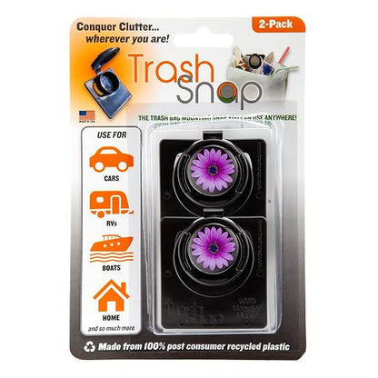 Reusable Bag Holders for Trash & Recycling | Eco-Friendly, Adhesive Clip System for Car, RV, Home, Travel, Boat | Recycled Plastic Petal to The Metal - 2 Pack