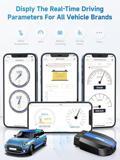 ANCEL BD300 Bluetooth OBD2 Scanner, Full System Code Reader and Diagnostic Tool for BMW with Battery Registration Service Reset EPB CBS ETC ABS Airbag & Powerful OBD2 Functions