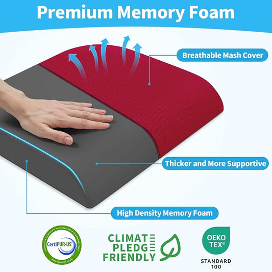 TranquilRelax 2XL Seat Cushion, Memory Foam Cushion for Long Sitting Hours on Office Chair, Car Seat, Non-Slip Chair Pad for Sciatica, Coccyx, Tailbone Pain Relief & Post-Surgery Recovery (Red)