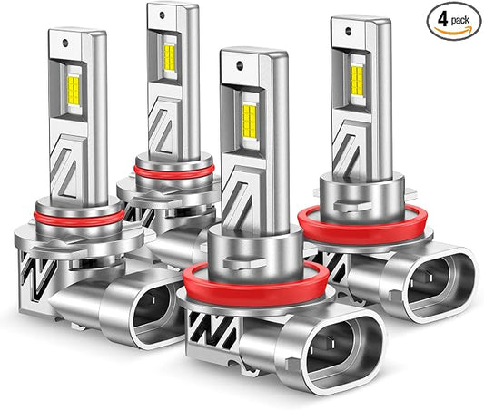 SEALIGHT 9005 H11 LED Bulbs Combo, 180,000LM 6500K Output Canbus Ready, 9005 H11 For Powersports IP68 80000Hrs Lifespan, 1：1 Size Real Halogen, 3Mins Installation, 4 Pack