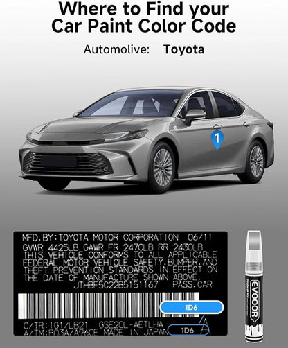 1D6 Silver Sky Metallic Touch Up Paint Compatible with Toyota Exact Match 2 in 1 Touch up Paint for Chips and Nicks Repair