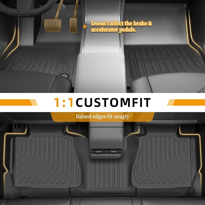 Floor Mats for Chevy Tahoe 2007 2008 2009 2010 2011 2012-2014 & GMC Yukon Bench (NOT fit XL or Hybrid), for Chevrolet Tahoe Floor Mats 1st & 2nd Row & Cargo Liner, 8 Seats, TPE Summer Winter