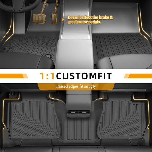 Floor Mats for Chevy Tahoe 2007 2008 2009 2010 2011 2012-2014 & GMC Yukon Bench (NOT fit XL or Hybrid), for Chevrolet Tahoe Floor Mats 1st & 2nd Row & Cargo Liner, 8 Seats, TPE Summer Winter
