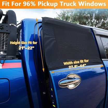 Car Rear Side Window Shades for Pickup Trucks,7 Seats Larger SUVs, Breathable Stretchy Mesh Car Sun Shades Covers for Camping, Anti-Sun Glare, Reduce UV Rays,Privacy Protecstion,2 Pack