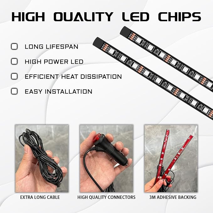 Interior Car Light,Car LED Ambient Lighting Strip Light Neon Interior Atmosphere Lights, 12V Cigarette Adapter Plug Auto Interior Under Dash Floor Ambient Night Light Decorative Lamp (Blue)