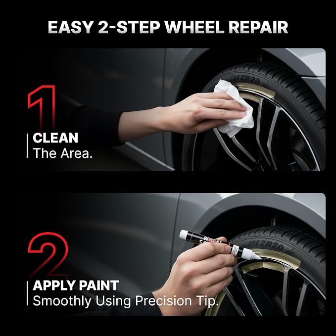 Wheel Scratch Fix® Black Touch Up Paint for Cars - DIY Alloy Wheel Paint Repair, Curb Rash Remover with Fast-Drying Pen - Long-Lasting OEM Finish Car Rim Paint for Scuffs and Chips at Home, 2-Pack (BLACK PACK (MATTE & GLOSS))