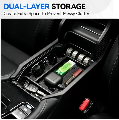 2PCS Center Console Organizer Tray for 2026 2023-2025 Honda Accord Gen 11th Accessories, Armrest Storage Box and Hidden Storage Organizer for Accord LX EX Sport EX-L Sport-L Touring Hybrid & Gas