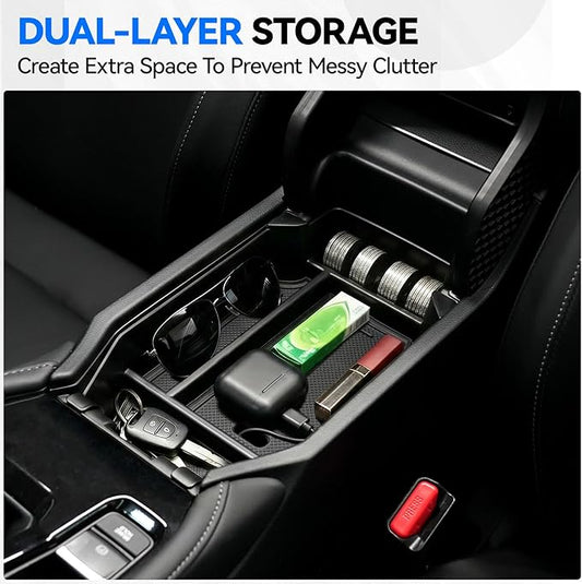 2PCS Center Console Organizer Tray for 2026 2023-2025 Honda Accord Gen 11th Accessories, Armrest Storage Box and Hidden Storage Organizer for Accord LX EX Sport EX-L Sport-L Touring Hybrid & Gas