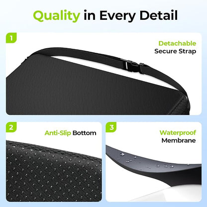 AUVON Cooling Gel Seat Cushion for Long Sitting without Stuffiness, Memory Foam Wheelchair Seat Cushion for Back & Sciatica Relief, Breathable Chair Cushion with Strap for Car, Office, Home, Anti-Slip