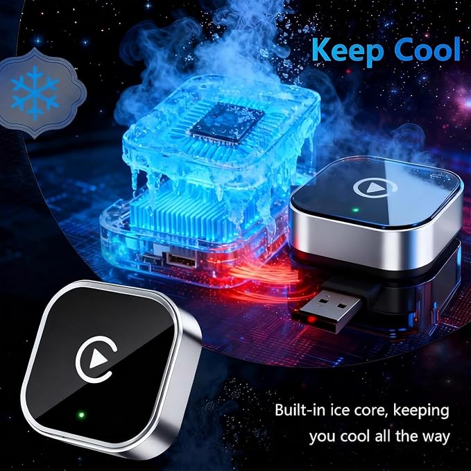 Wireless CarPlay Adapter2026 Upgraded – Suitable for Apple iPhone & Android, with Compact Size, Plug-and-Play Convenience, and Fast, Stable Connection for CarPlay & Android Applications