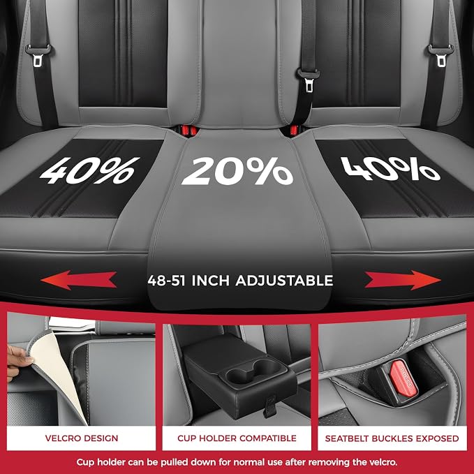 FREESOO Car Seat Covers Full Set, Black Gray Waterproof Car Seat Cover, Leather Seat Covers for Trucks, Luxury Car Seat Covers Front Seats and Auto Back, Car Seat Protector Cushion for Most SUV Cars